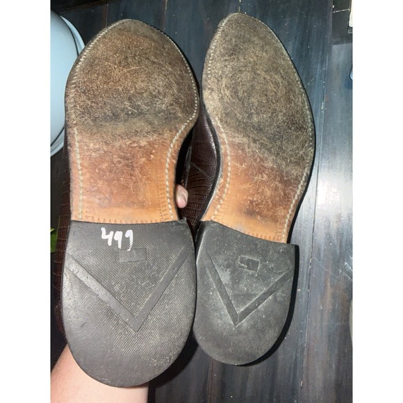 Allen Edmonds Clayton Men Brown  Loafers Exotic Lizard Skin Tassel Shoes 9D $695 - Picture 6 of 10